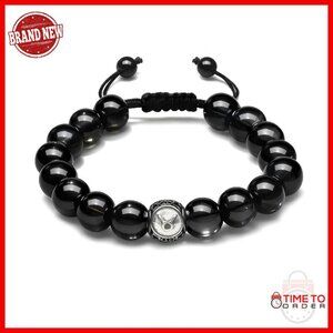 Adjustable Sterling Silver Obsidian Zodiac Bracelet Unisex Gift